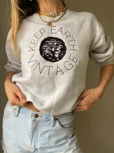 Load image into Gallery viewer, Upcycled Vintage Light Grey Long Sleeve Sweatshirt Black Keep Earth Vintage Logo
