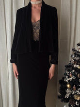 Load image into Gallery viewer, Vintage Black Velvet Cropped Open Jacket