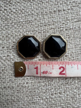 Load image into Gallery viewer, Vintage Gold Black Enamel Hexagon Stud Earrings