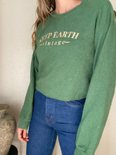 Load image into Gallery viewer, Upcycled Vintage Green Oversized Crewneck Sweatshirt Light Gold Keep Earth Vintage Logo