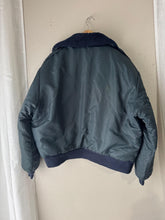 Load image into Gallery viewer, Vintage Timber King Mens Bomber Flight Jacket Navy Blue Faux Fur Collar Zipper Front