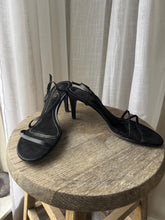 Load image into Gallery viewer, Vintage Ralph Lauren Black Leather Satin Strappy Sandals 8