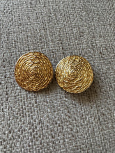 Load image into Gallery viewer, Vintage Gold Woven Textured Large Statement Clip On Earrings