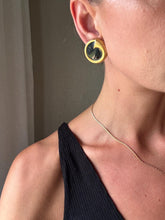 Load image into Gallery viewer, Vintage 90s Gold Black Enamel Ring Statement Earrings
