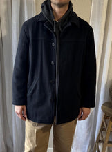 Load image into Gallery viewer, Vintage Wool Mens Black Winter Coat Quilted Lining