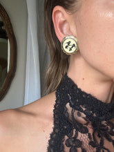 Load image into Gallery viewer, Vintage 90s Silver Abstract Enamel Statement Earrings