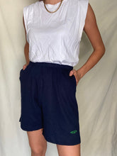 Load image into Gallery viewer, Vintage Cotton Dark Navy Blue Shorts with Green Keep Earth Vintage Embroidered Logo