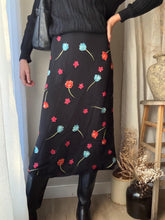 Load image into Gallery viewer, Vintage 90s 2000s Black Bright Floral Maxi Skirt Lined