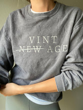 Load image into Gallery viewer, Upcycled Vintage Steel Grey Sweatshirt: Embroidered Logo, Made in USA
