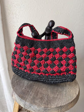 Load image into Gallery viewer, Vintage Black Red Checkered Woven Shoulder Bag Purse