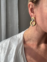 Load image into Gallery viewer, Vintage Two Toned Silver Gold Large Door Knocker Statement Earrings