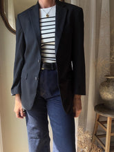 Load image into Gallery viewer, Preloved Black Wool Blend Structured Oversized Boyfriend Blazer