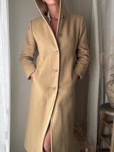Load image into Gallery viewer, Vintage Wool Tan Camel Hooded Long Coat