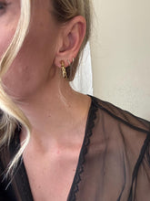 Load image into Gallery viewer, Vintage 80s 90s Gold Lace Hoop Earrings