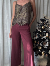 Load image into Gallery viewer, Vintage Burgundy Merlot Wide Leg Trousers 30" Inseam