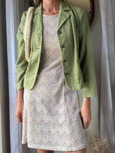 Load image into Gallery viewer, Vintage Beige Crochet Slightly Sheer Short Sleeve Dress with Subtle Sparkle