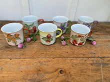 Load image into Gallery viewer, Vintage 1970s Hand Painted Fruit Signed Coffee Mug Tea Cups Set of 6