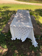Load image into Gallery viewer, Vintage Hand Crochet Lace Large Rectangle Tablecloth