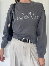 Load image into Gallery viewer, Upcycled Vintage Steel Grey Sweatshirt: Embroidered Logo, Made in USA