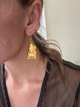 Load image into Gallery viewer, Fun Rare Vintage Gold Chair Drop Earrings: 90s Statement Jewelry