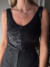 Load image into Gallery viewer, Vintage Black Sequin Tank Top - Party Sparkle