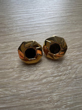 Load image into Gallery viewer, Vintage Gold Hexagon Stud Earrings with Black Center