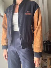 Load image into Gallery viewer, Vintage Wool Varsity Bomber Jacket: Suede Sleeves, Made in USA