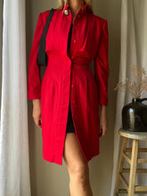 Load image into Gallery viewer, Vintage Red Coat Dress: Fitted Mandarin Collar, Made in USA