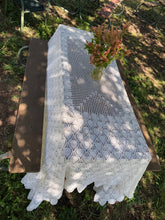 Load image into Gallery viewer, Vintage Hand Crochet Lace Large Rectangle Tablecloth