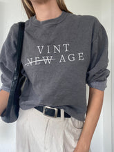 Load image into Gallery viewer, Upcycled Vintage Steel Grey Sweatshirt: Embroidered Logo, Made in USA