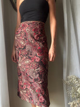 Load image into Gallery viewer, Vintage Burgundy Brown Paisley Pattern Long Skirt