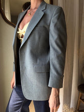 Load image into Gallery viewer, Vintage Halston Oversized Light Grey Wool Blazer Structured Shoulders