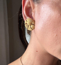 Load image into Gallery viewer, Vintage Gold Woven Textured Large Statement Clip On Earrings
