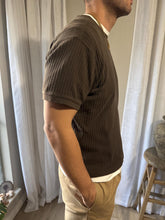 Load image into Gallery viewer, Vintage Mens Chocolate Brown Ribbed Short Slightly Cropped Cotton TShirt Menswear