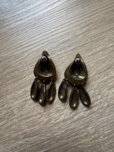 Load image into Gallery viewer, Vintage 90s Hammered Bronzed Drop Statement Earrings