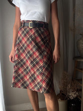 Load image into Gallery viewer, Vintage Beige Red Black Plaid Midi Skirt