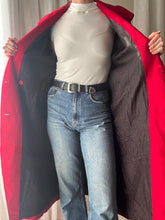 Load image into Gallery viewer, Vintage Pure Wool Bright Red Long Wool Coat Made in USA