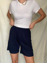 Load image into Gallery viewer, Vintage Cotton Dark Navy Blue Shorts with Green Keep Earth Vintage Embroidered Logo