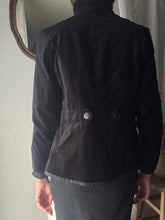 Load image into Gallery viewer, Vintage Black Cotton Blend Velvet Blazer Collarless Oversized Jacket