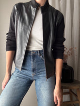 Load image into Gallery viewer, Vintage Black Leather and Knit Jacket