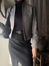 Load image into Gallery viewer, Vintage Black and White Mini Plaid Wool Blend Cropped Lady Jacket