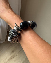 Load image into Gallery viewer, Vintage Black Silver Large Chunky Bead Bracelet