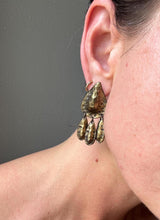 Load image into Gallery viewer, Vintage 90s Hammered Bronzed Drop Statement Earrings