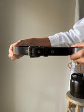 Load image into Gallery viewer, Vintage Wrangler Dark Brown Leather Belt: Silver Buckle, Grommet Detail