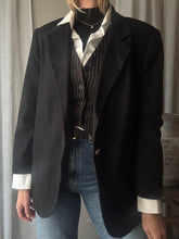 Load image into Gallery viewer, Vintage Classic Black Wool Oversized Boyfriend Blazer