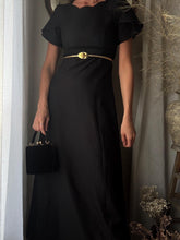 Load image into Gallery viewer, Vintage Black Empire Waist Short Sleeve Long Dress Made in USA