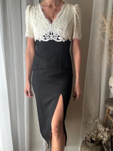 Load image into Gallery viewer, Vintage Black White Lace Dress Gown Made in USA