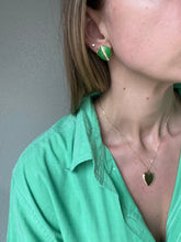 Load image into Gallery viewer, Vintage Jade Green Enamel Stud Earrings with Diamond Center Detail
