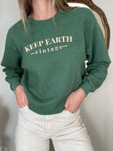Load image into Gallery viewer, Upcycled Vintage Green Oversized Crewneck Sweatshirt Light Gold Keep Earth Vintage Logo