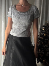 Load image into Gallery viewer, Vintage Silver Beaded Short Sleeve Crop Top